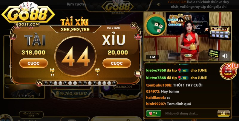 Giao diện trang chủ Go88 với logo và thông báo về link tải chính thức